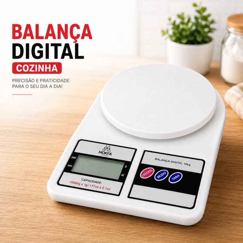 Balança Digital de Cozinha Alta Precisão até 10 kg