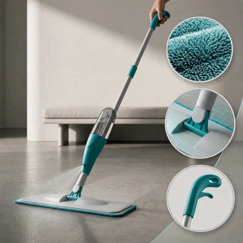 Mop Spray com Reservatório de Líquido e Base Microfibra 360°