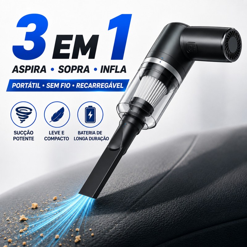Mini Aspirador de Pó Portátil Sem Fio Recarregável USB