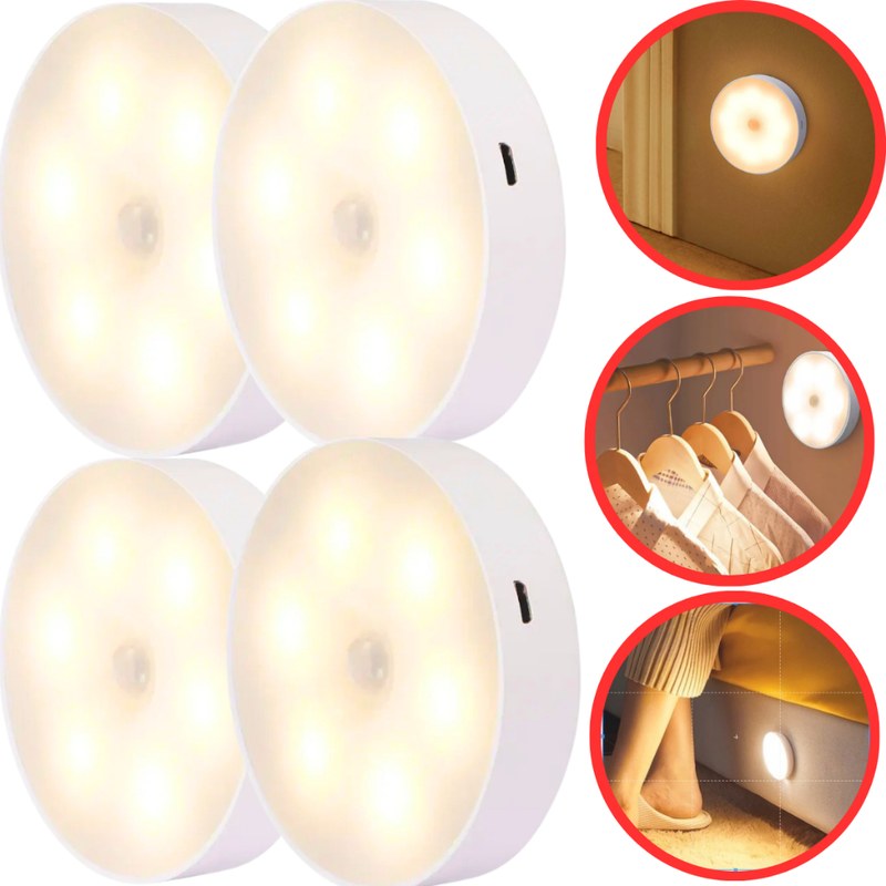 Luminária LED sem Fio com Sensor de Movimento Recarregável USB