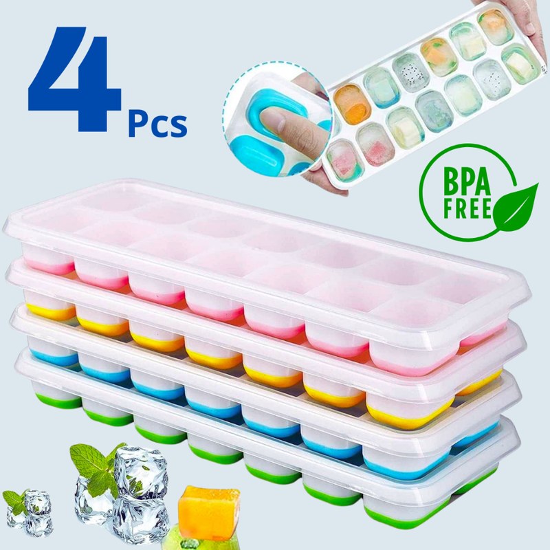 Forma de Gelo Flexível em Silicone com Tampa para Freezer