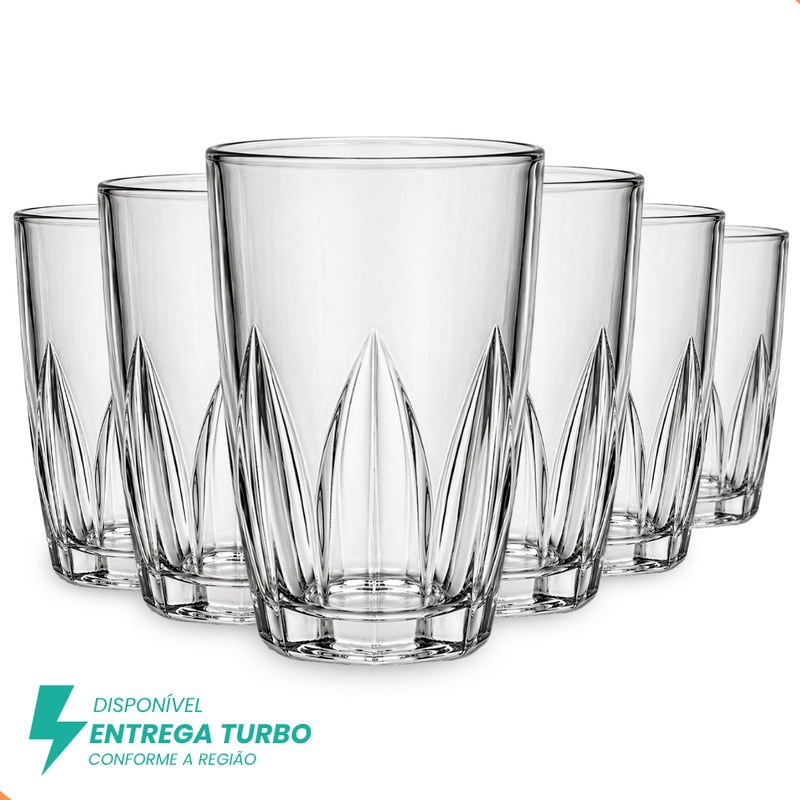 Conjunto de Copos de Vidro para Água, Suco e Refrigerante