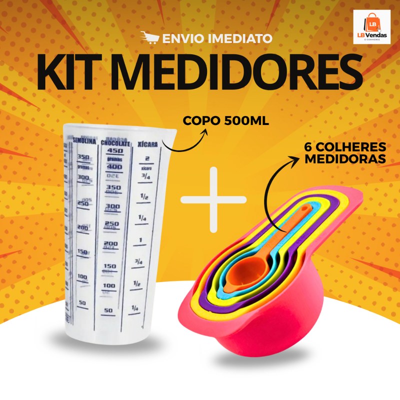 Conjunto de Xícaras e Colheres Medidoras para Receitas