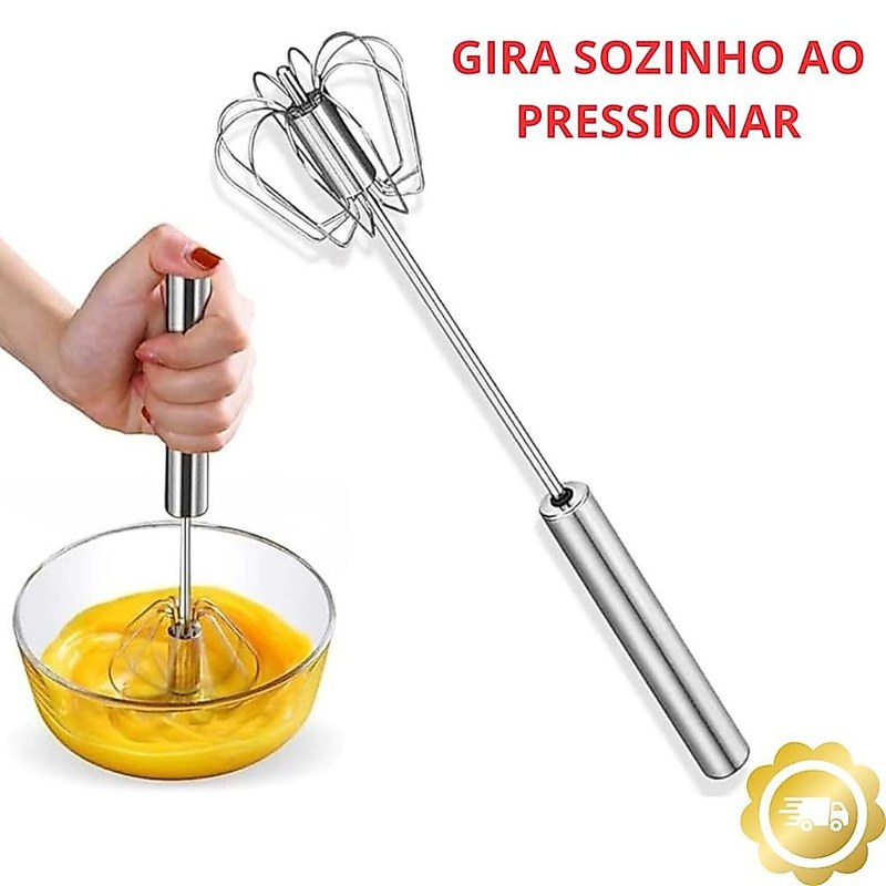Batedor Manual de Ovos e Massas Fouet em Aço Inox