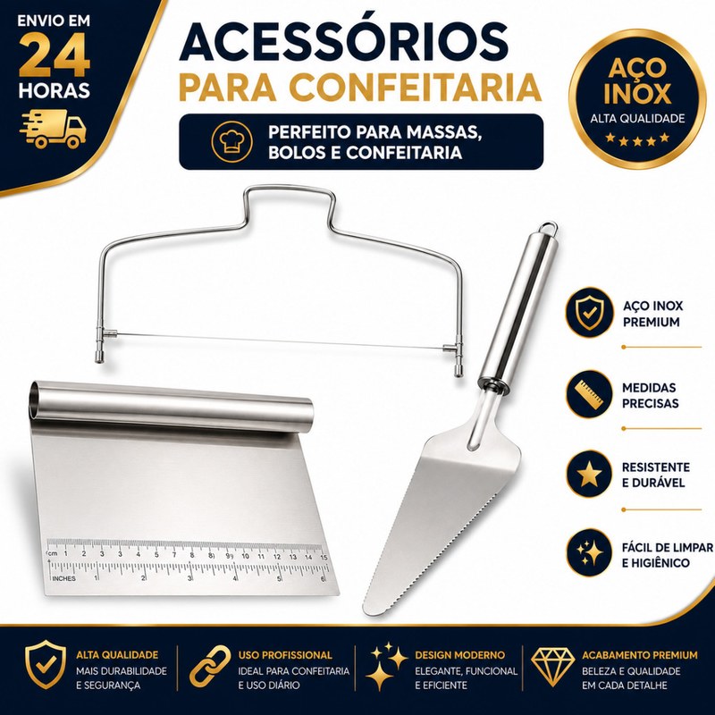 Espátula em Aço Inox para Cortar e Servir Bolos e Tortas
