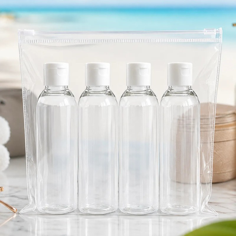 Kit de Frascos Portáteis para Shampoo, Creme e Álcool em Viagem