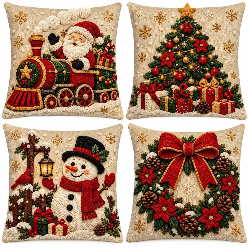 Kit 4 Capas de Almofada Decorativas com Zíper para Sofá e Cama