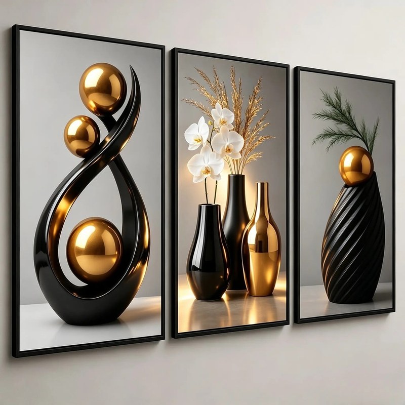 Conjunto de Quadros Decorativos para Sala, Quarto e Escritório