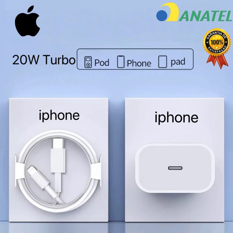Fonte Carregadora Rápida USB-C e USB com Cabo para Celular