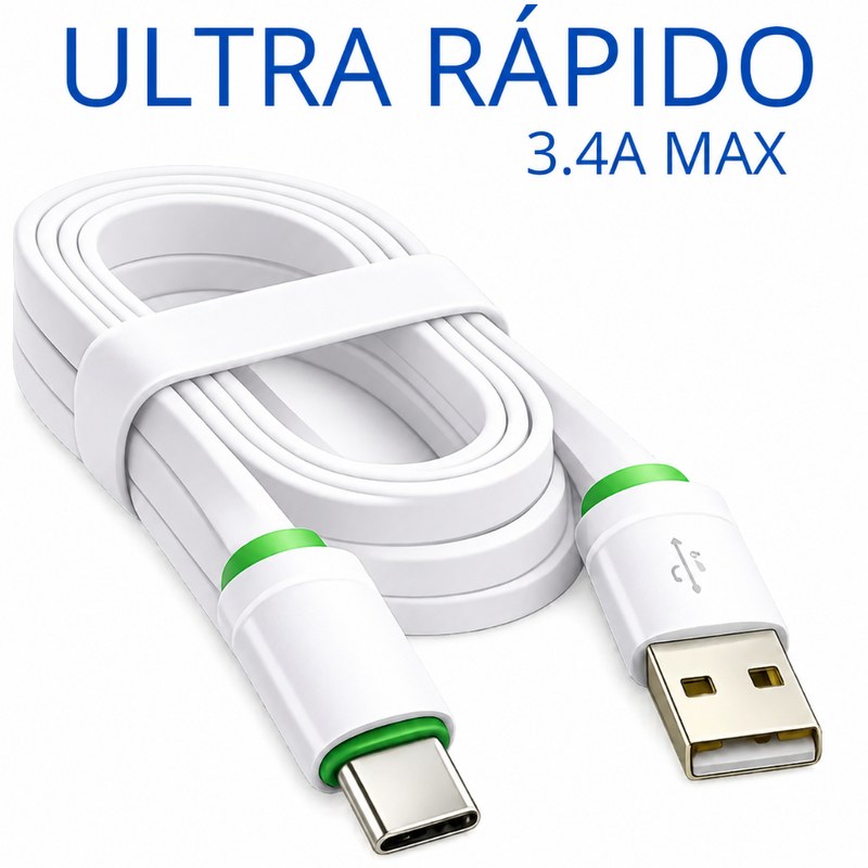 Cabo USB Tipo C Trançado Reforçado para Recarga e Dados