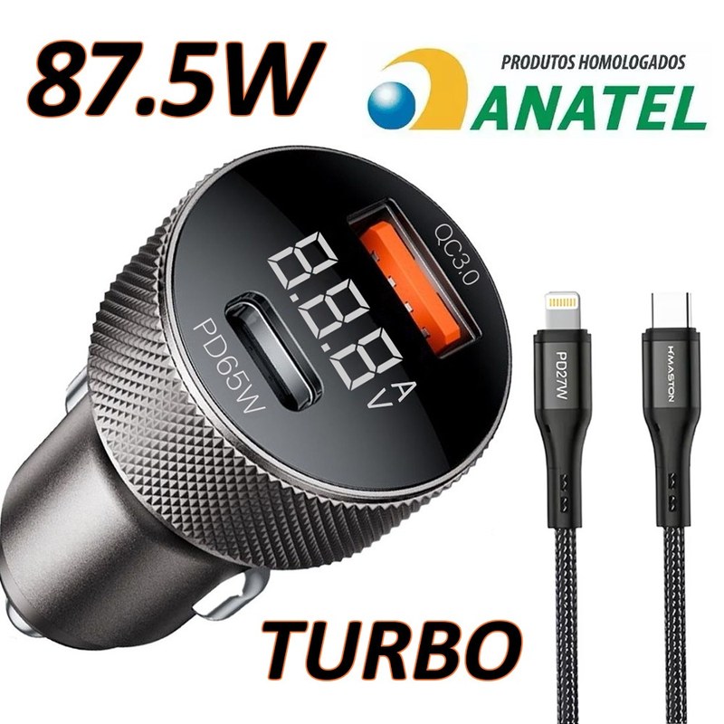 Carregador Veicular Rápido com Duas Portas USB para Carro