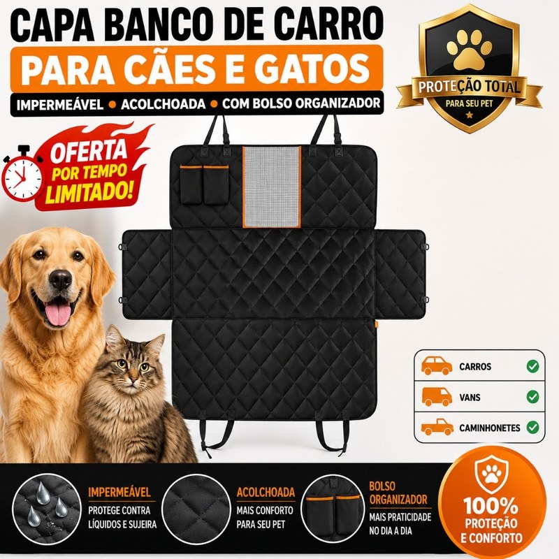 Capa Impermeável Protetora de Banco Traseiro para Carro e Pet