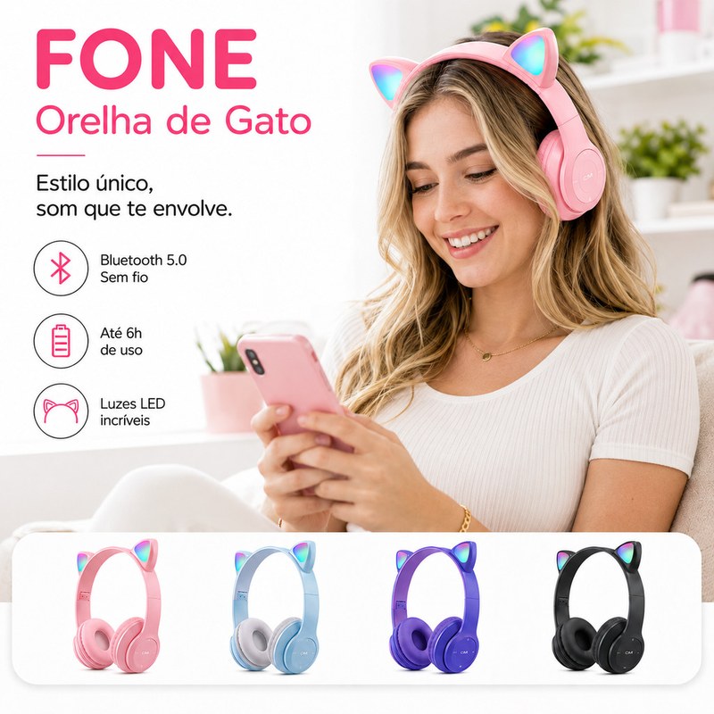Fone de Ouvido Headset com Microfone para Computador e Celular