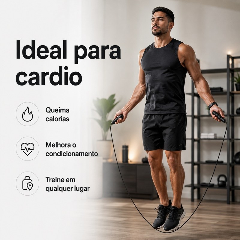Corda de Pular com Comprimento Ajustável para Treino e Academia