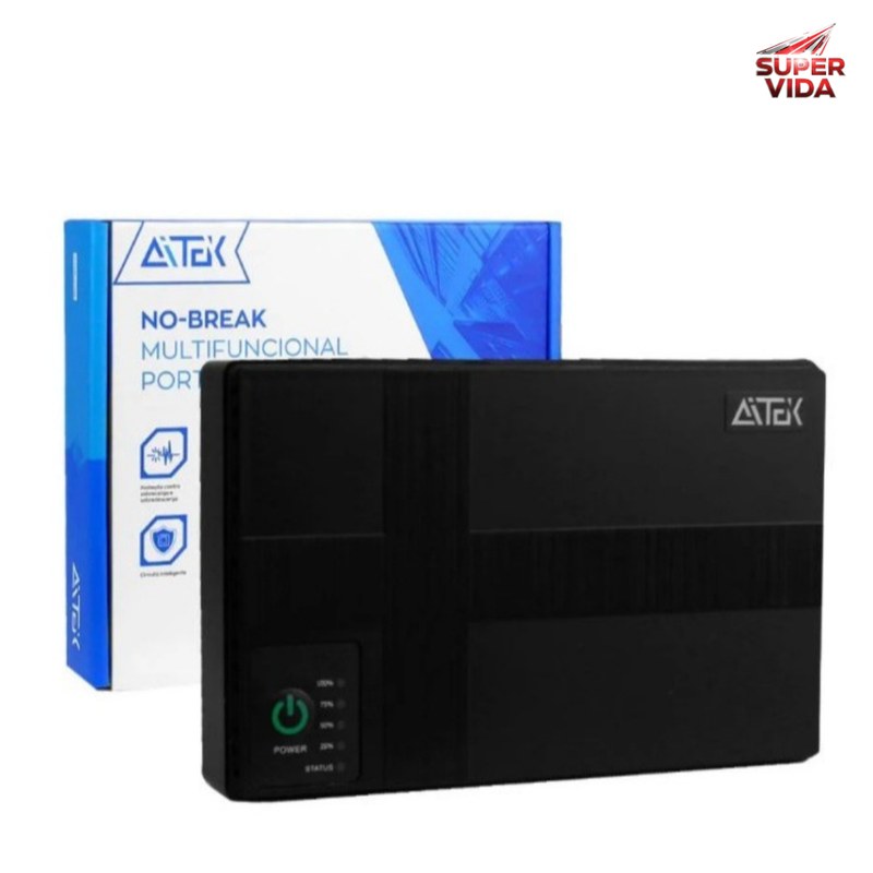 Mini Nobreak Portátil DC 36W 10400mAh Bivolt para Roteador, Modem e Antena