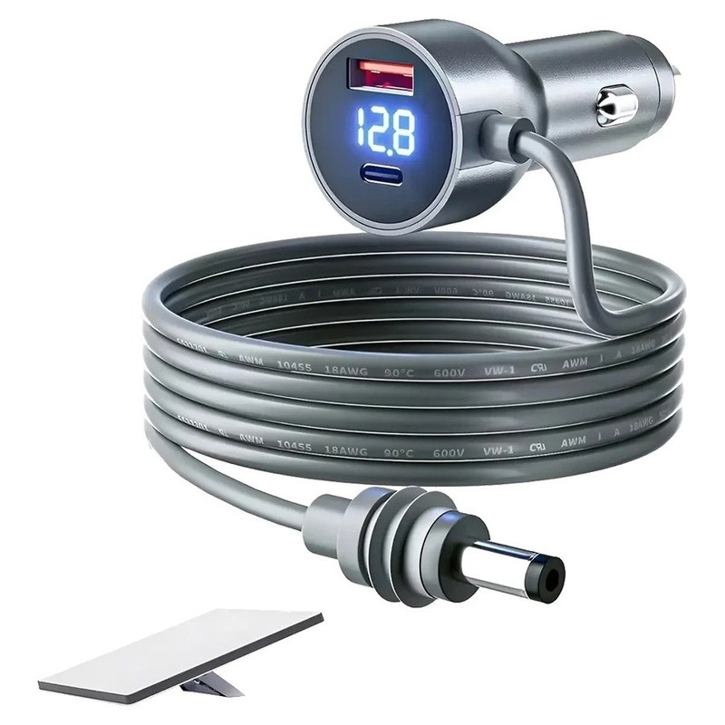 Cabo Fonte Veicular 12V/24V com Visor Digital de Tensão para Antena Starlink Mini