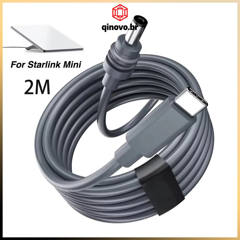Cabo Adaptador USB-C PD 100W Impermeável para Antena Starlink Mini (2m)