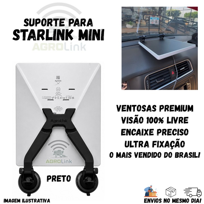 Suporte Veicular com Ventosas de Fixação Forte para Antena Starlink Mini no Carro