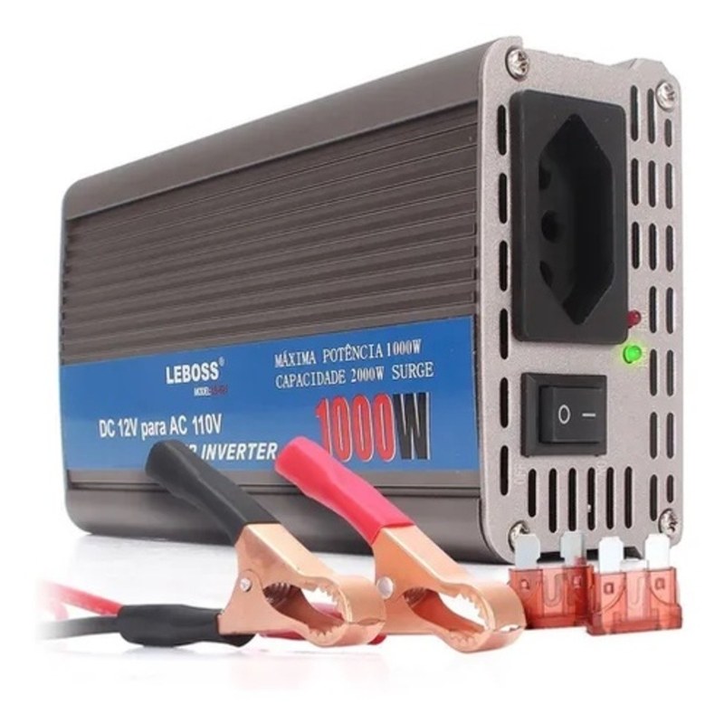 Inversor de Tensão Veicular 12V para Tomada 110V/220V 1000W com Porta USB