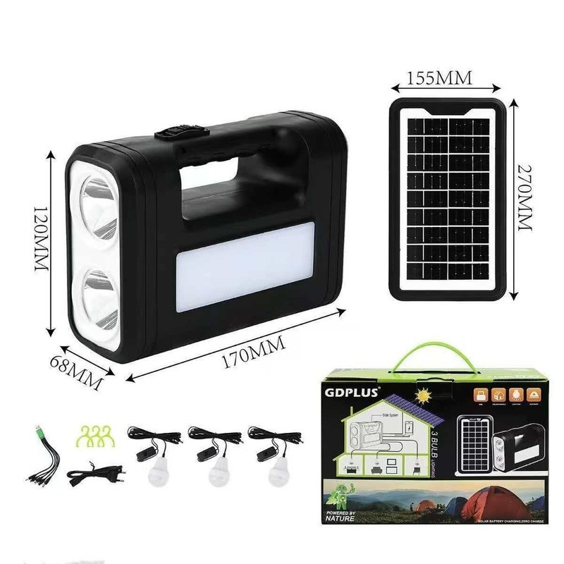 Kit Estação Lanterna LED Recarregável com Painel Solar, Power Bank e 3 Lâmpadas