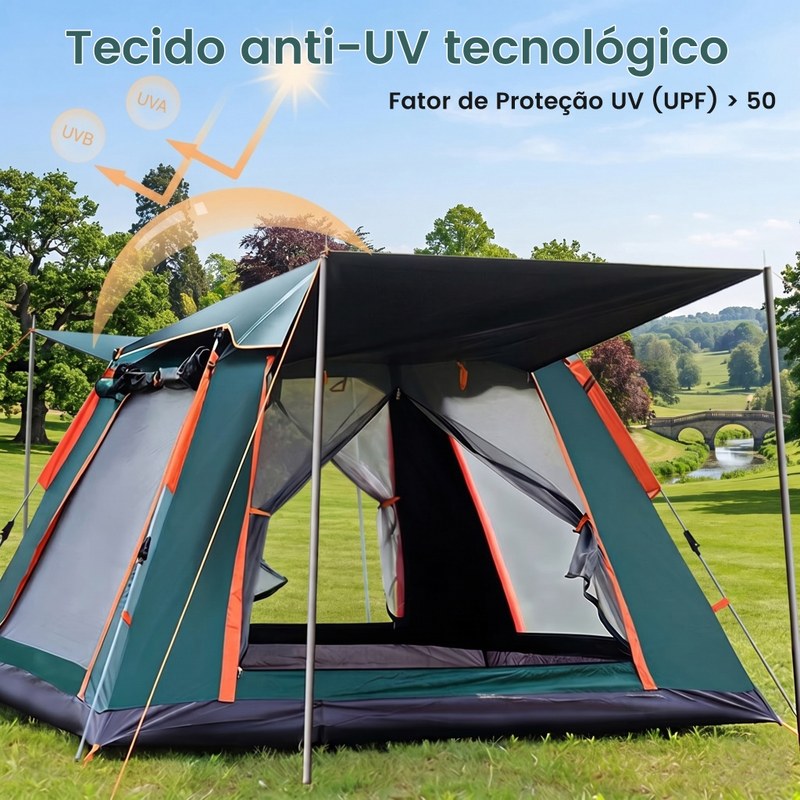Barraca de Camping Automática Portátil Impermeável com Proteção UV e Bolsa